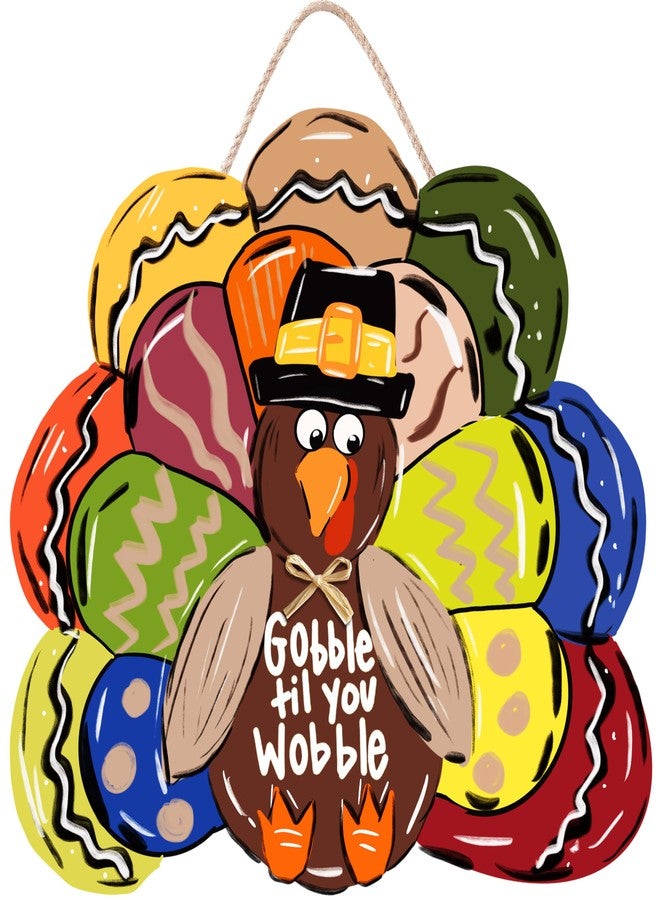 CYNOSA Thanksgiving Wreath for Front Door Turkey Door Hanger Gobble Gobble Sign Turkey Decor Thanksgiving Door Decorations - Image 1